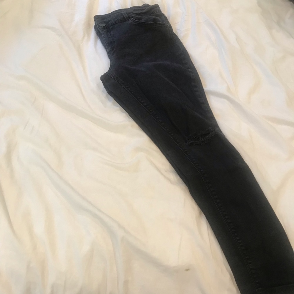 ASOS Petite Washed Black Distressed Whitby jeans